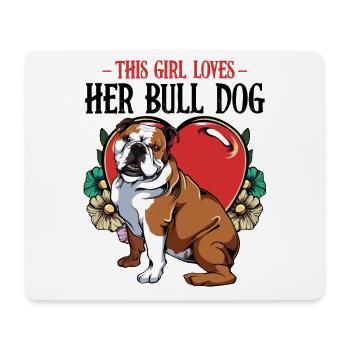Bulldog mit Herz und Blumen - Mousepad (Querformat) - Weiß - Vorne