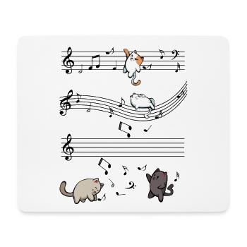 Tanzende Katzen auf Schwarz - Mousepad (Querformat) - Weiß - Vorne