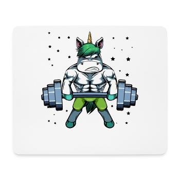 Einhorn Krafttraining im Gym - Mousepad (Querformat) - Weiß - Vorne