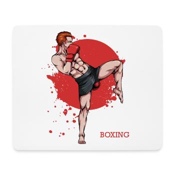 Kickboxer im Roten Hintergrund - Mousepad (Querformat) - Weiß - Vorne