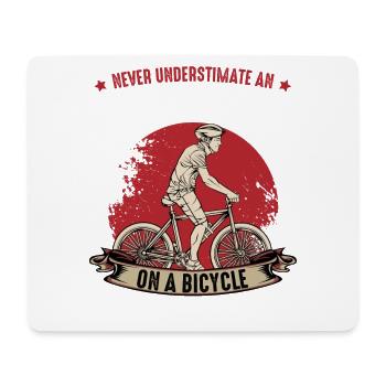 Alter Mann auf dem Fahrrad - Mousepad (Querformat) - Weiß - Vorne