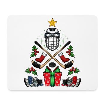 Hockey Weihnachten Helm Sticks - Mousepad (Querformat) - Weiß - Vorne