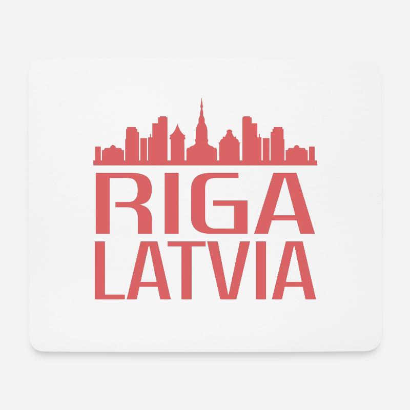 Stilvolle Riga Skyline Illustration - Mousepad (Querformat) - Weiß
