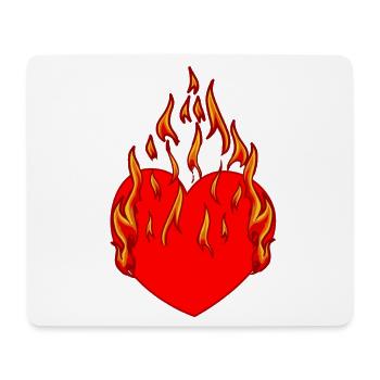 Coeur ardent valentine feu flamme romantique - Tapis de souris (format paysage) - blanc - Devant