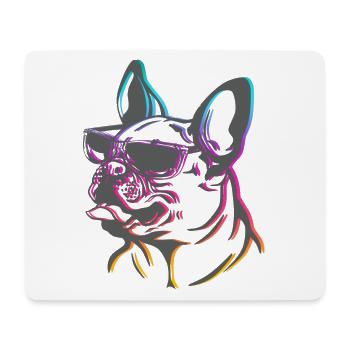 French Bulldog Neon Frenchie Sunglasses Line Art - Mouse Pad (horizontal) - white - Front
