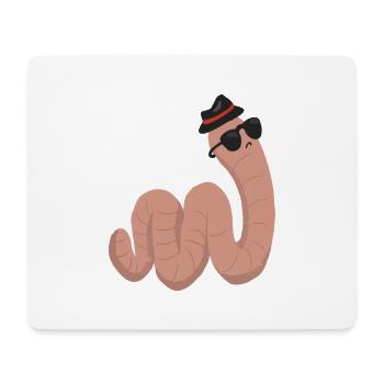 Kindermotiv: Regenwurm trägt Hut und Sonnenbrille - Mousepad (Querformat) - Weiß - Vorne