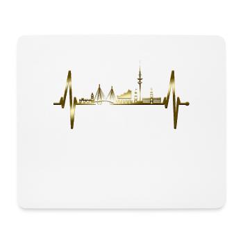 Hamburg Skyline Herzschlag Hamburger Hafen Gold - Mousepad (Querformat) - Weiß - Vorne