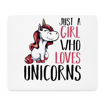 La fille adore la licorne - Tapis de souris (format paysage) - blanc - Devant