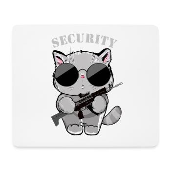 Katzen-Sicherheitsagent mit Waffe - Mousepad (Querformat) - Weiß - Vorne