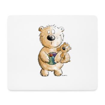 Ours avec Bébé I Animaux BD I Sauvage - Tapis de souris (format paysage) - blanc - Devant