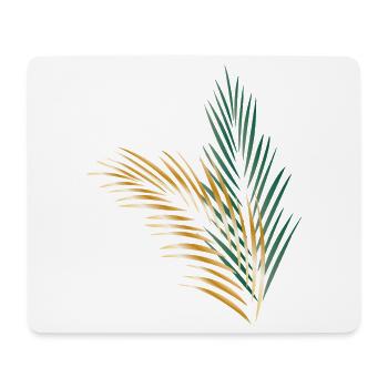 a green and a golden palm leaf - Mouse Pad (horizontal) - white - Front