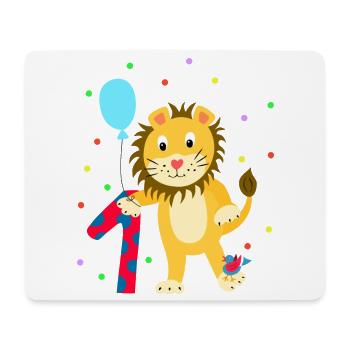 Premier anniversaire 1er année lion doux cadeau - Tapis de souris (format paysage) - blanc - Devant