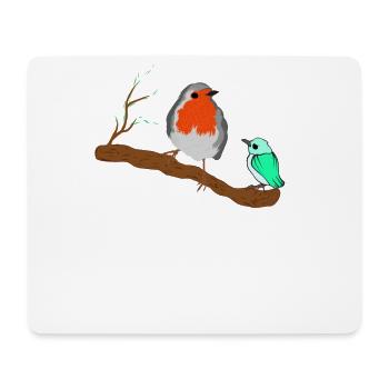 Vögel Rotkehlchen auf Zweig - Mousepad (Querformat) - Weiß - Vorne