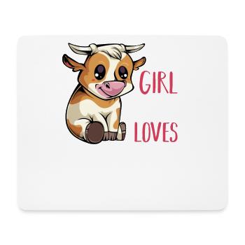 Kuhliebhaberin Motiv Mädchen - Mousepad (Querformat) - Weiß - Vorne