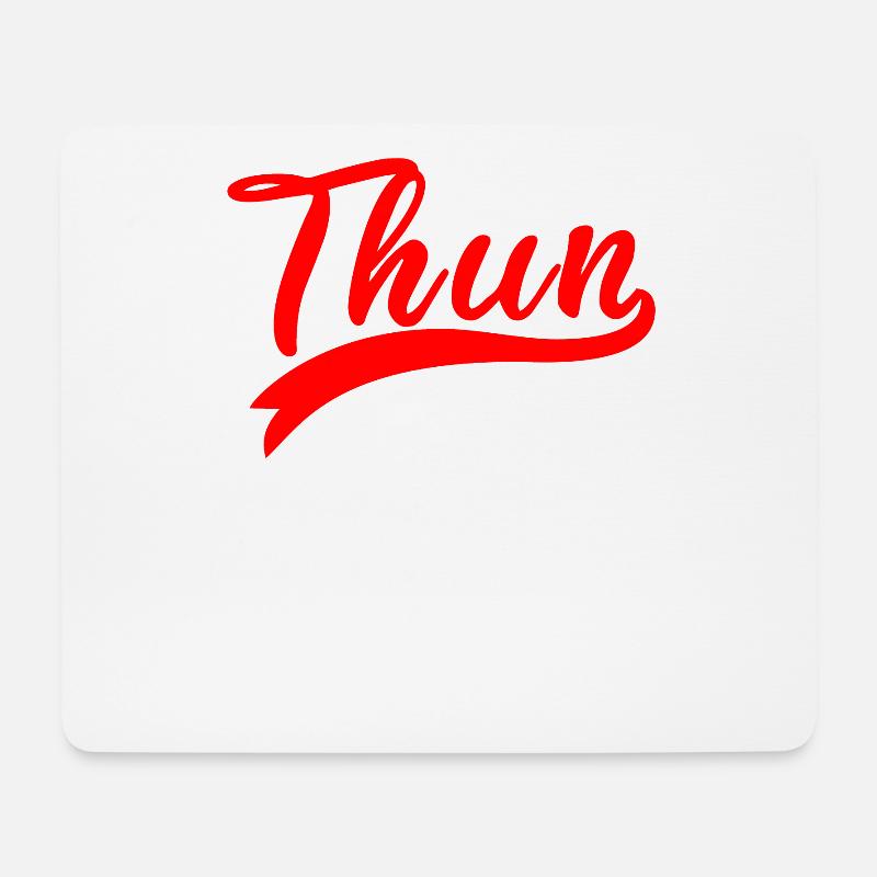 Thun Script Rot Logo - Mousepad (Querformat) - Weiß