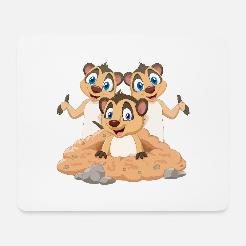 Erdmännchen Cartoon Kinder Shirt - Mousepad (Querformat) - Weiß