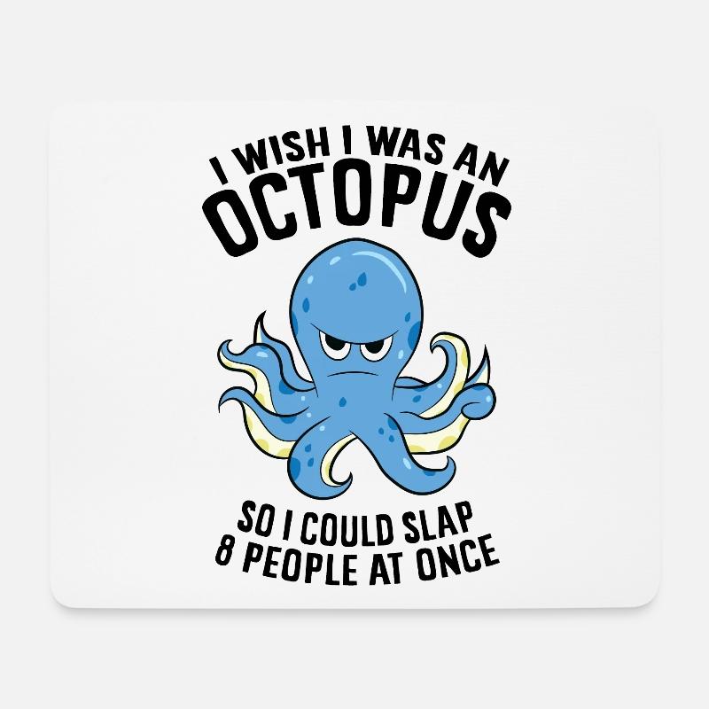 Ich wünschte, ich wäre ein Oktopus, der 8 - Mousepad (Querformat) - Weiß