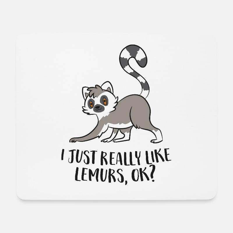 Ich mag Lemuren einfach wirklich Ok Lustiger Lemur - Mousepad (Querformat) - Weiß