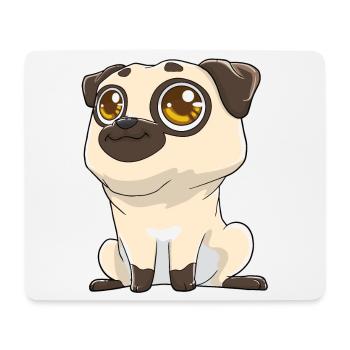 Cute pug with big eyes - Mouse Pad (horizontal) - white - Front