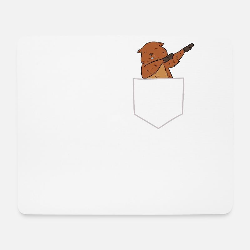 Lustiger Dabbing Biber in Tasche Biber - Mousepad (Querformat) - Weiß