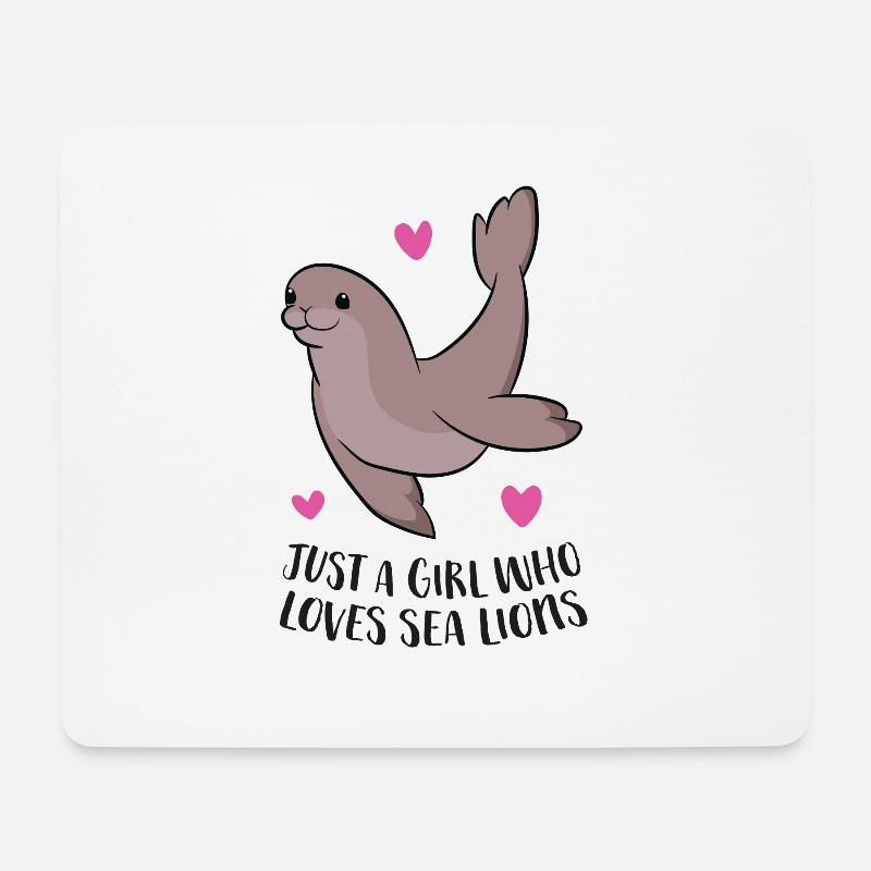 Juste une fille qui aime les phoques Lions de mer - Tapis de souris (format paysage) - blanc