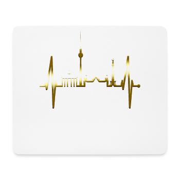 Berlin Skyline Herzschlag Gold Liebe Love Berliner - Mousepad (Querformat) - Weiß - Vorne