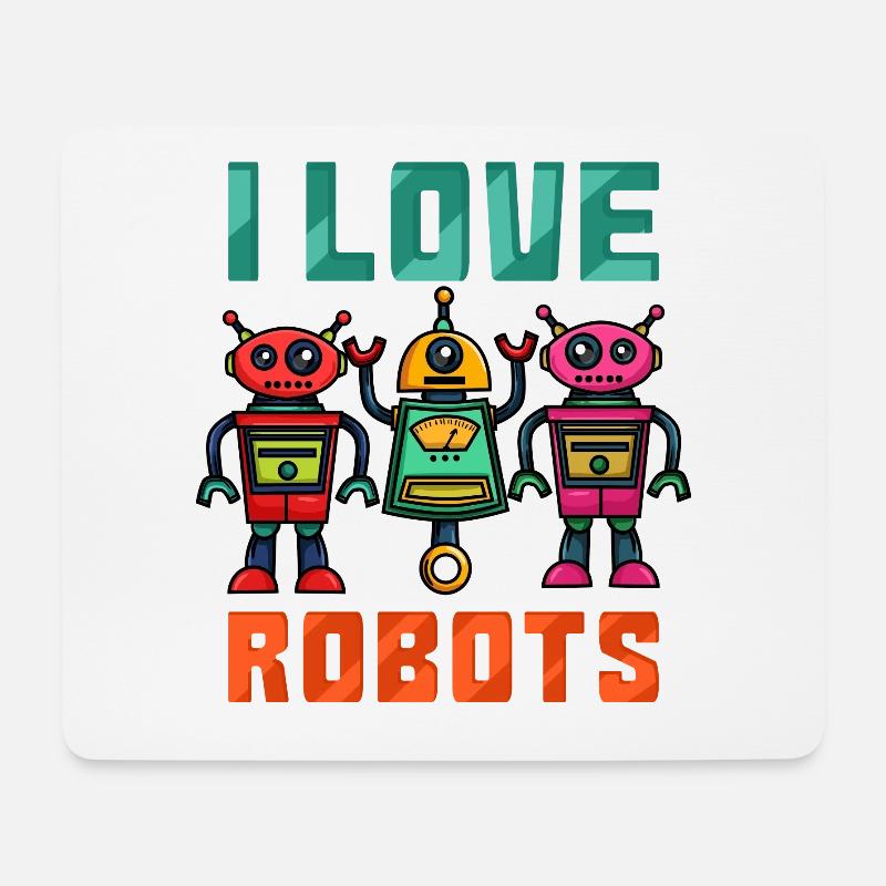 Roboter Robot - Mousepad (Querformat) - Weiß