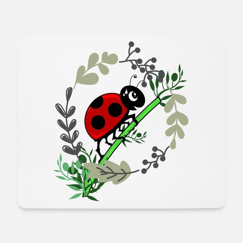 Marienkäfer Botanik Comicstyle - Mousepad (Querformat) - Weiß
