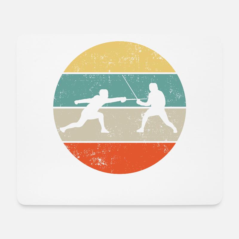 Fechten Fechter Retro - Mousepad (Querformat) - Weiß