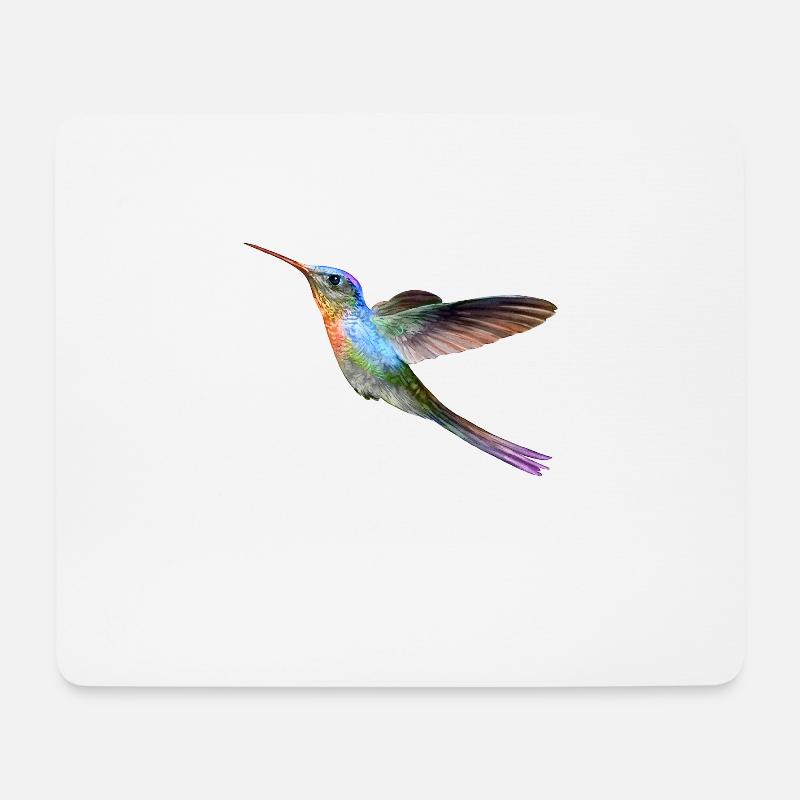 Colorful hummingbird in flight - Mouse Pad (horizontal) - white