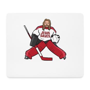 Drôle de hockey Jésus sauve un gardien de but de hockey - Tapis de souris (format paysage) - blanc - Devant