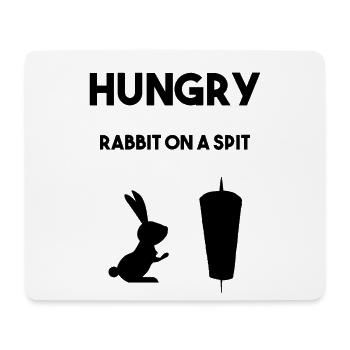 Hungriger Hasse vor Fleischspieß - Mousepad (Querformat) - Weiß - Vorne