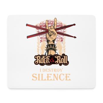I destroy Silence, Drummer Schlagzeuger Schlagzeug - Mousepad (Querformat) - Weiß - Vorne