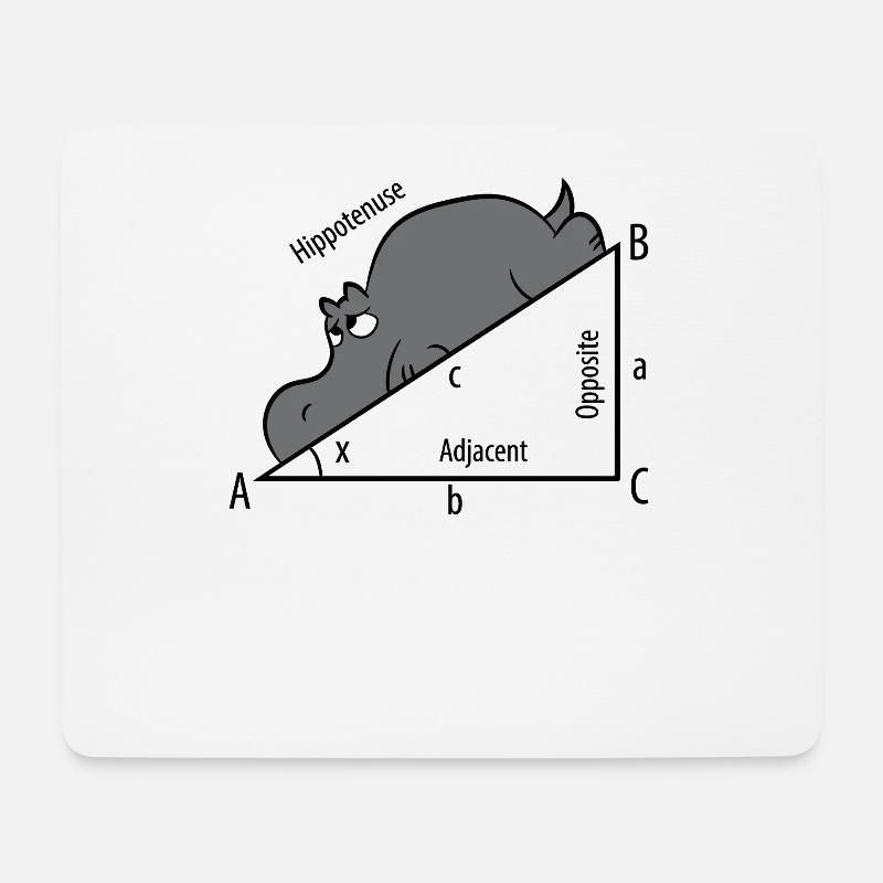 Mathe Pythagoras Hypothenuse Nilpferd Hippo - Mousepad (Querformat) - Weiß