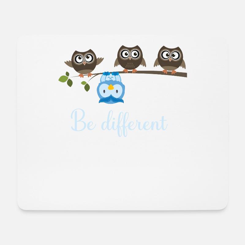 Be Different Eule - Mousepad (Querformat) - Weiß