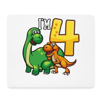 Dinosaure de 4ème anniversaire 4 ans - Tapis de souris (format paysage) - blanc - Devant