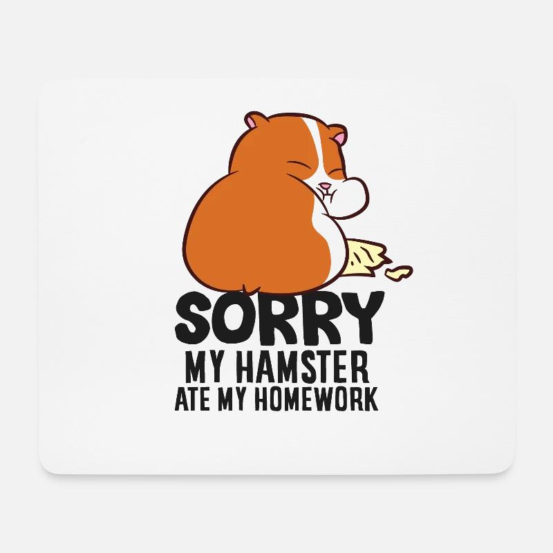 Mein Hamster Hat Die Hausübung gegessen - Mousepad (Querformat) - Weiß