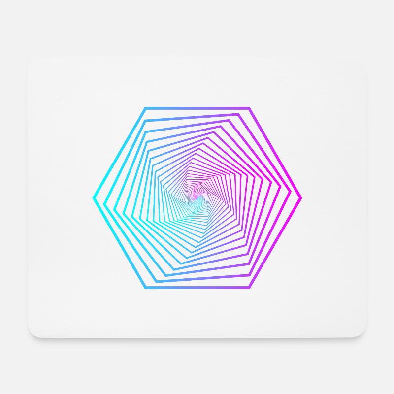 Neon-Polygonspirale Gradient - Mousepad (Querformat) - Weiß