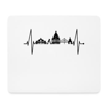 Dresden Skyline Herzschlag Dresdner Herz Liebe Fan - Mousepad (Querformat) - Weiß - Vorne