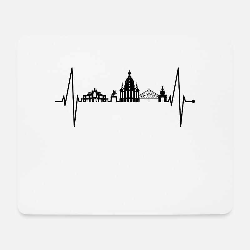 Dresden Skyline Herzschlag Dresdner Herz Liebe Fan - Mousepad (Querformat) - Weiß