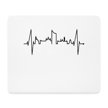 Leipzig Skyline Heartbeat Leipzig Heart Leibzsch - Tapis de souris (format paysage) - blanc - Devant