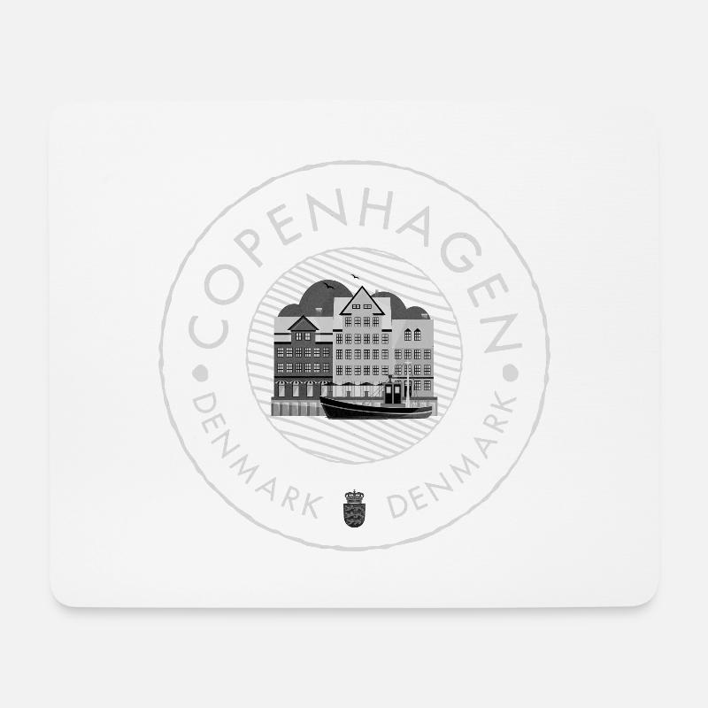 Kopenhagen Hafen Illustration Schwarzweiß - Mousepad (Querformat) - Weiß