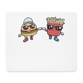 Burgers, frites, restauration rapide - Tapis de souris (format paysage) - blanc - Devant