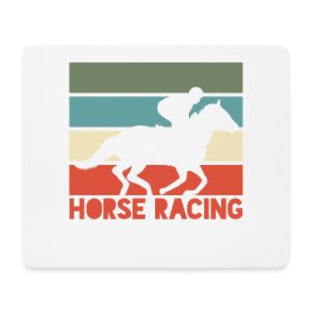 Course de chevaux Cavalier Jockey Retro - Tapis de souris (format paysage) - blanc - Devant