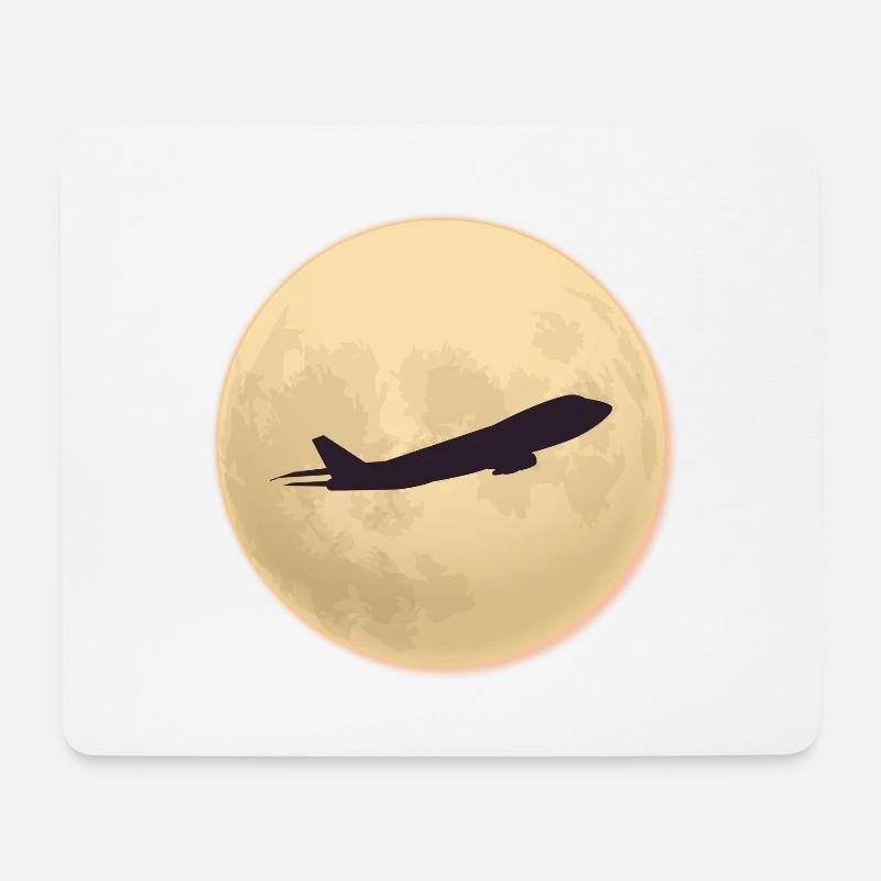 Jumbo Silhouette gegen den Mond - Mousepad (Querformat) - Weiß