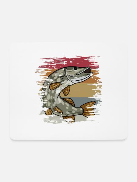 Hecht Angeln Retro - Mousepad (Querformat) - Weiß