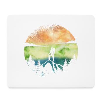 Wanderlust Hiker – Watercolor Adventure - Mouse Pad (horizontal) - white - Front