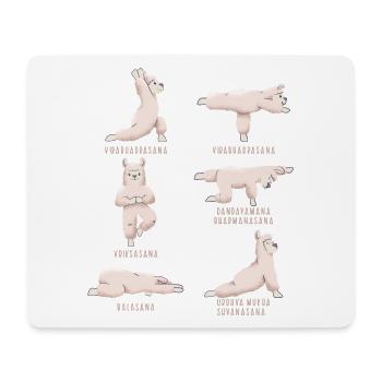 Yoga Lama Alpaka Yogaposen - Mousepad (Querformat) - Weiß - Vorne