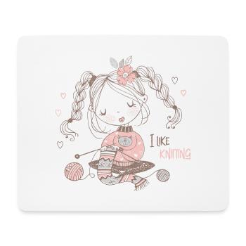 Knitting knitter "I like knitting" - Mouse Pad (horizontal) - white - Front