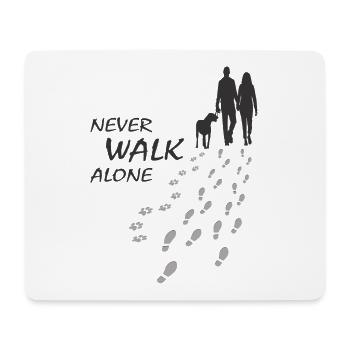 Chien - NE JAMAIS MARCHER SEUL, Homme Femme, Promenade - Tapis de souris (format paysage) - blanc - Devant